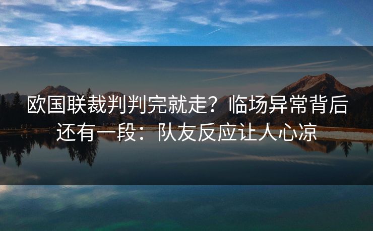 欧国联裁判判完就走？临场异常背后还有一段：队友反应让人心凉
